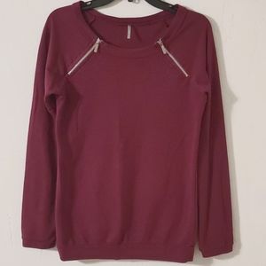 womens purple sweatshirt with zipper details
